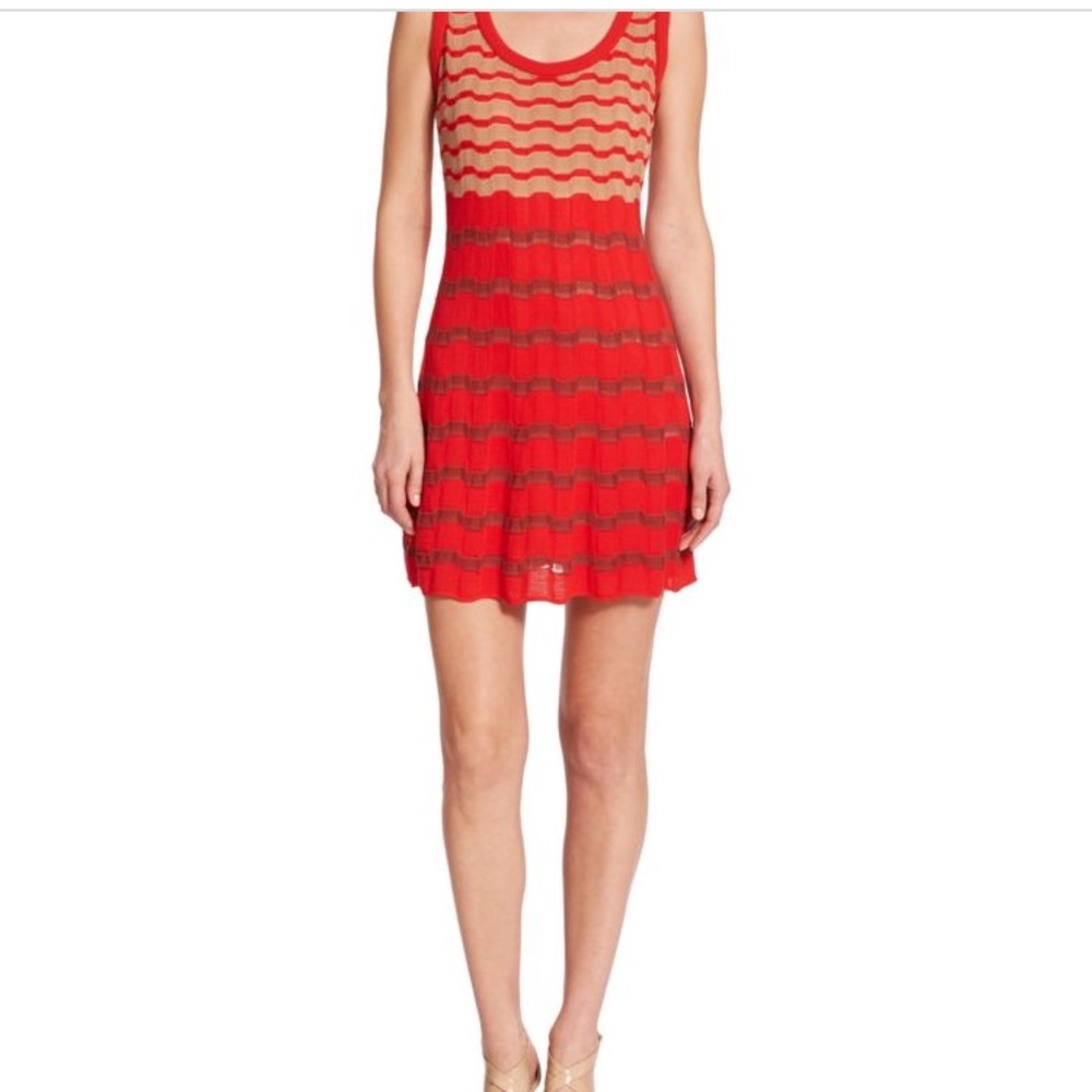 M Missoni Red Greek Key Bicolor Knit Dress size 4